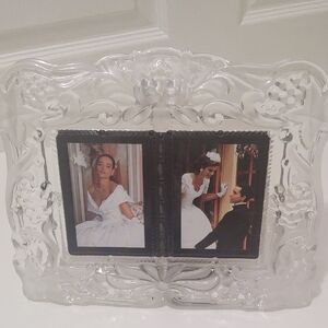 HOME BEAUTIFUL Frosted Crystal Double Photo Duet Frame 11 1/2" | Made In Germany